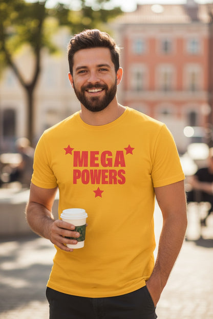 Hulk Hogan Randy Savage Mega Powers Mens Yellow T-shirt