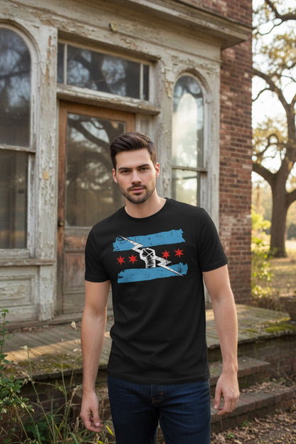 Return of CM Punk Red White Blue Logo Black T-shirt