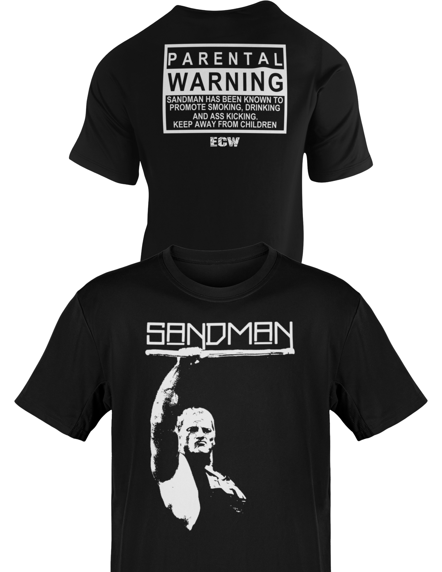 Sandman Parental Warning ECW Mens Black T-shirt