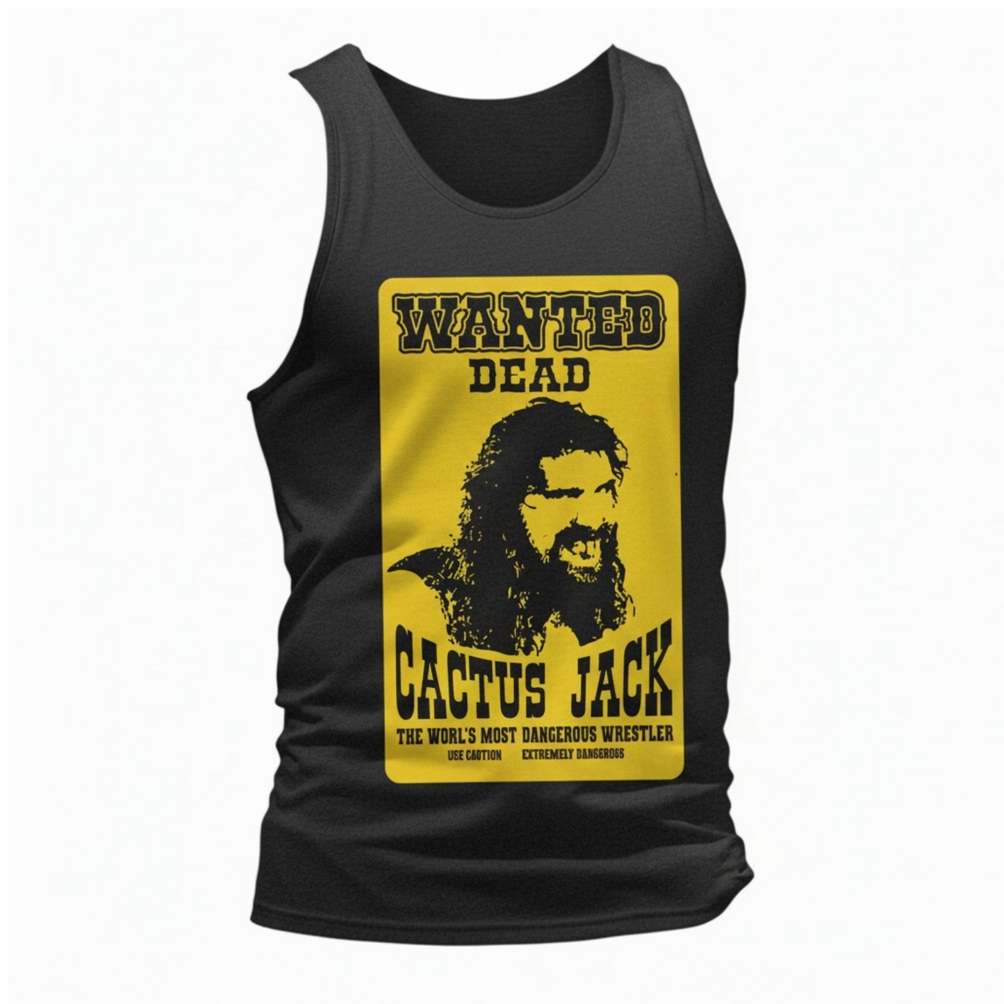 Cactus Jack Wanted Dead Mick Foley Sleeveless Mens Black T-shirt