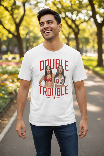 Nikki Brie Bella Twins Double Trouble White Adult T-Shirt