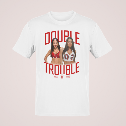 Nikki Brie Bella Twins Double Trouble White Adult T-Shirt