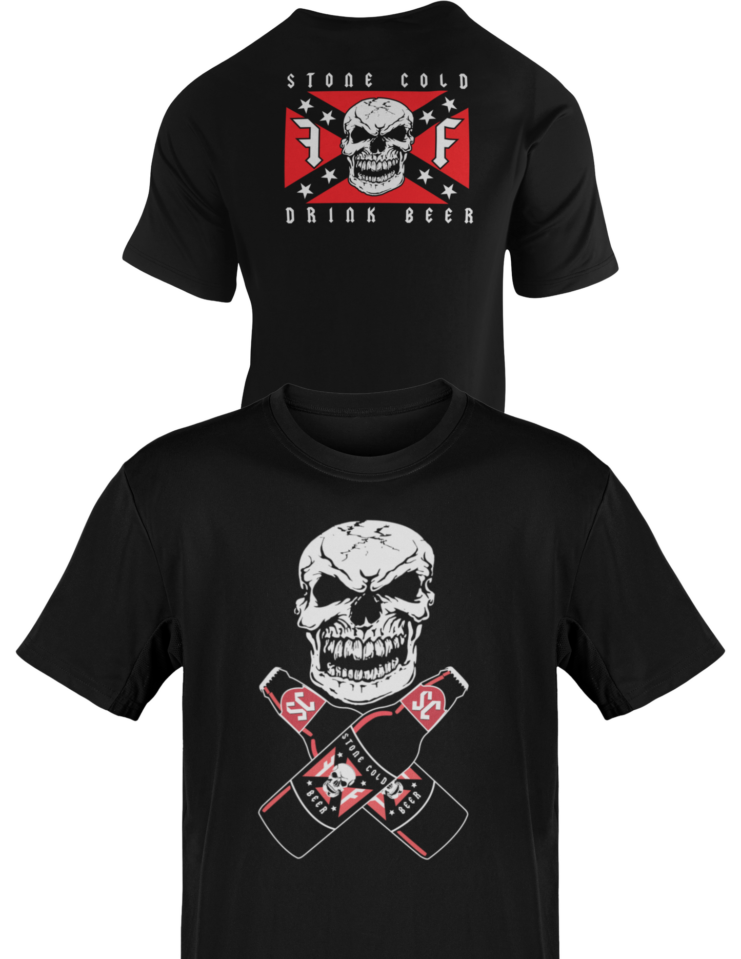 Stone Cold Steve Austin Drink Beer Skull Flag Black T-shirt