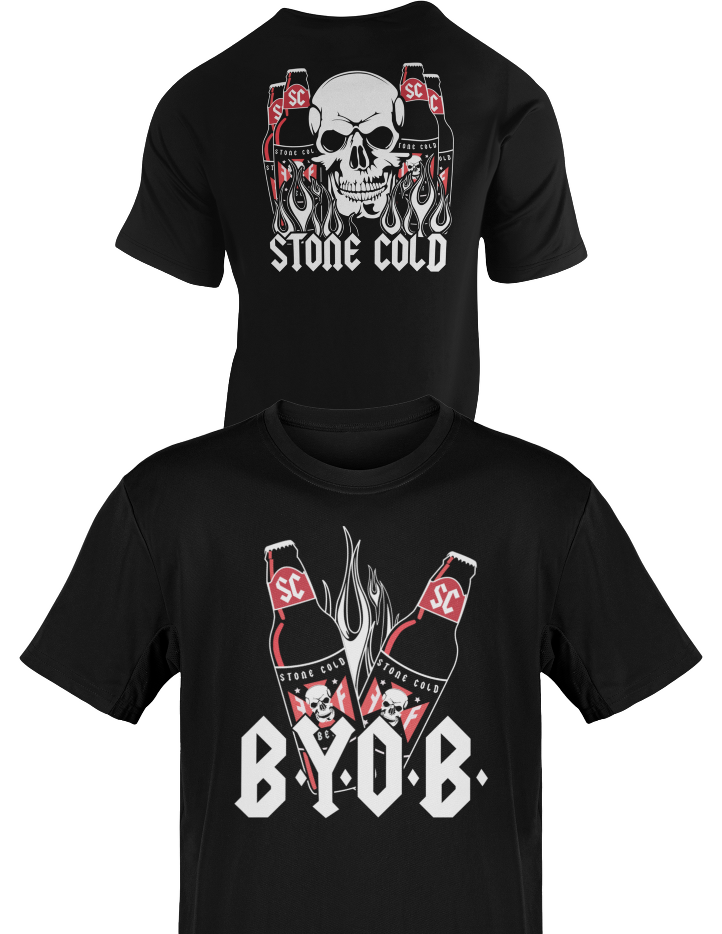 Stone Cold Steve Austin BYOB Beer Skull Mens Black T-shirt