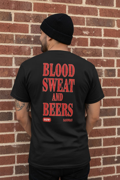 Sandman Blood Sweat Beers ECW Mens T-shirt