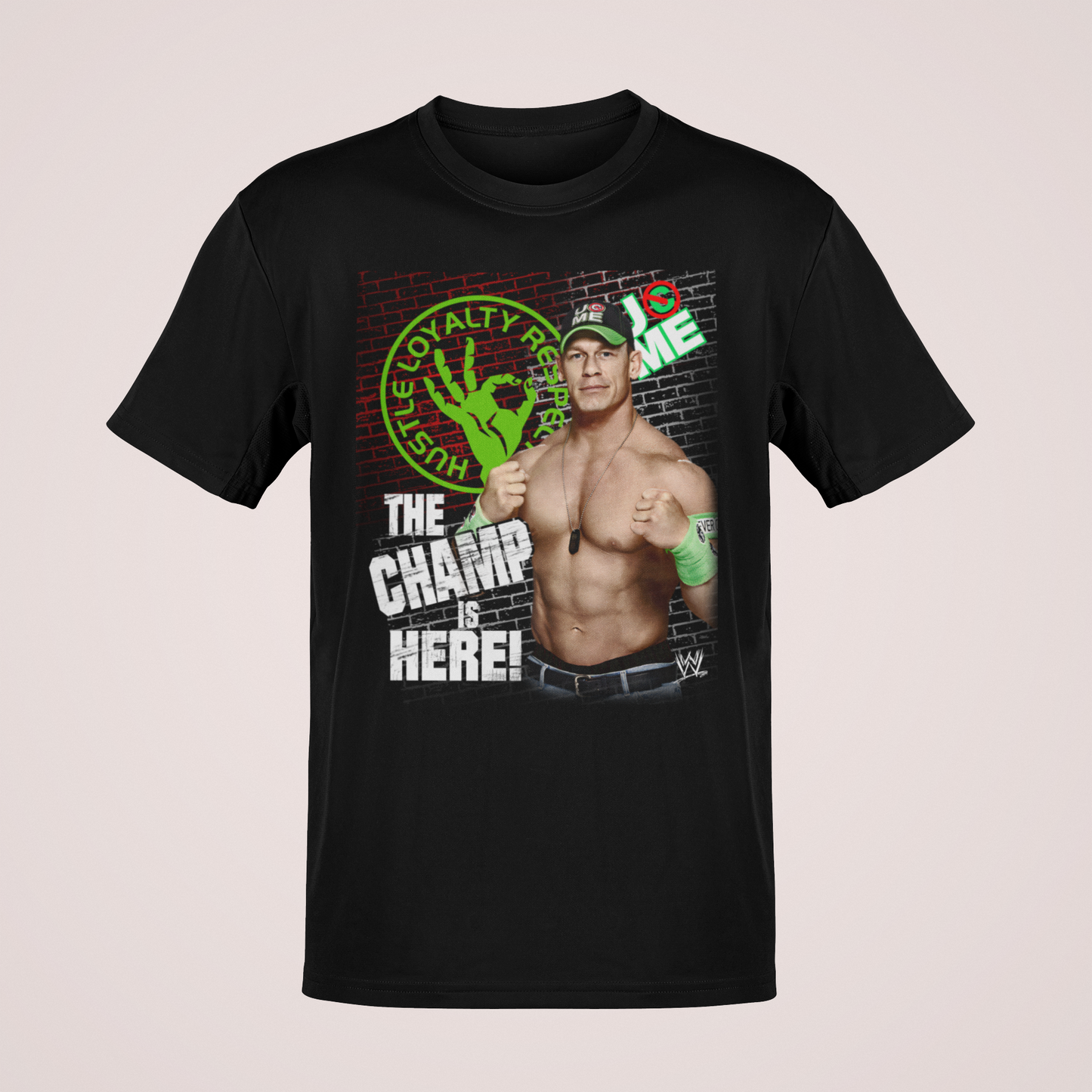 John Cena Champ Is Here Black Neon WWE Mens T-shirt