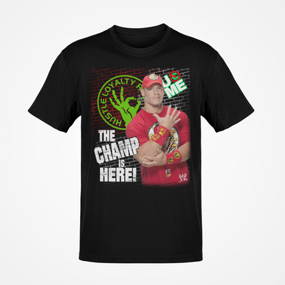 John Cena Champ Is Here WWE Red Mens Black T-shirt