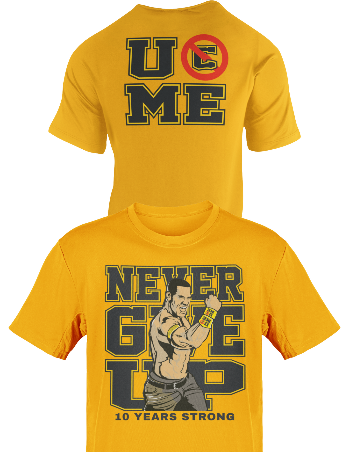 John Cena Ten Years Strong Mens Cotton Gold T-shirt