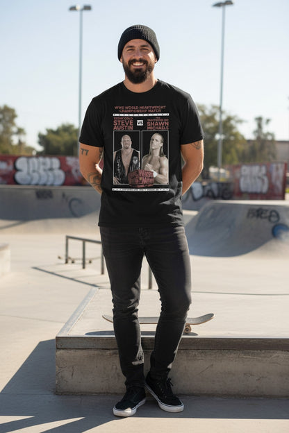 Wrestlemania 14 Stone Cold vs Shawn Michaels Black T-shirt
