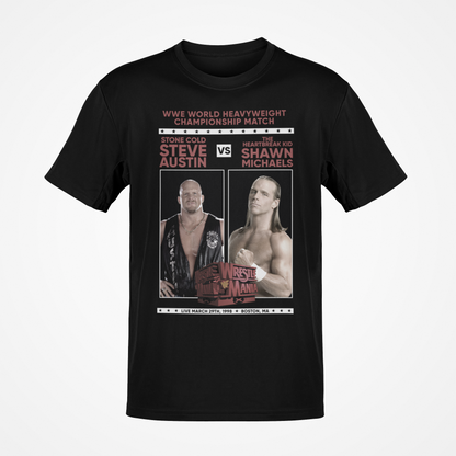 Wrestlemania 14 Stone Cold vs Shawn Michaels Black T-shirt