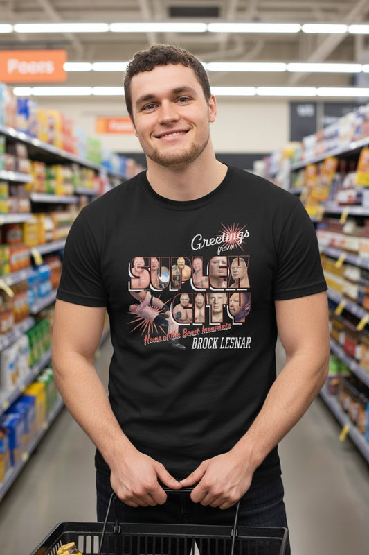 Brock Lesnar Greetings from Suplex City Mens T-shirt