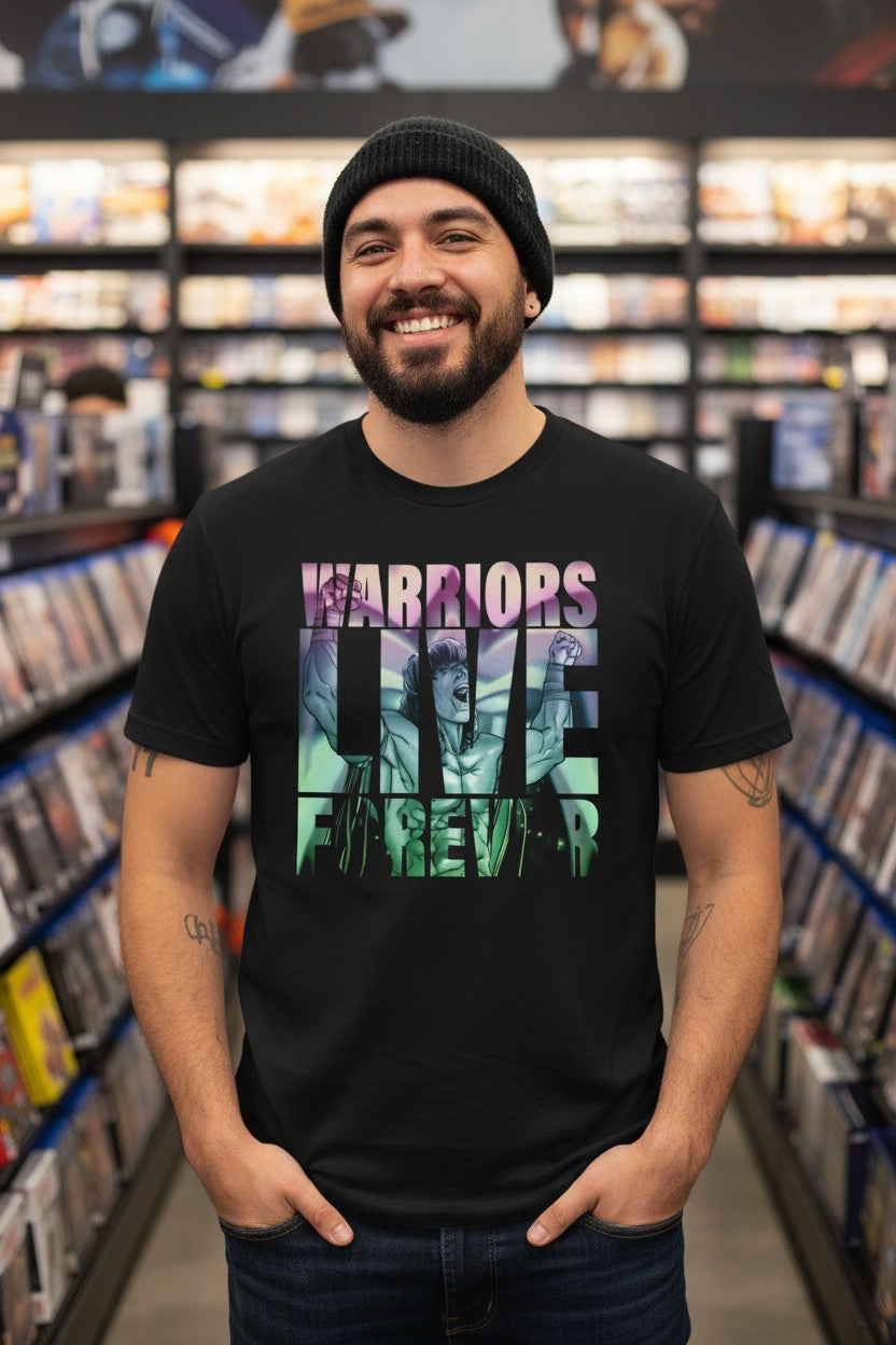 Warriors Live Forever Ultimate Warrior WWE Mens Black T-shirt