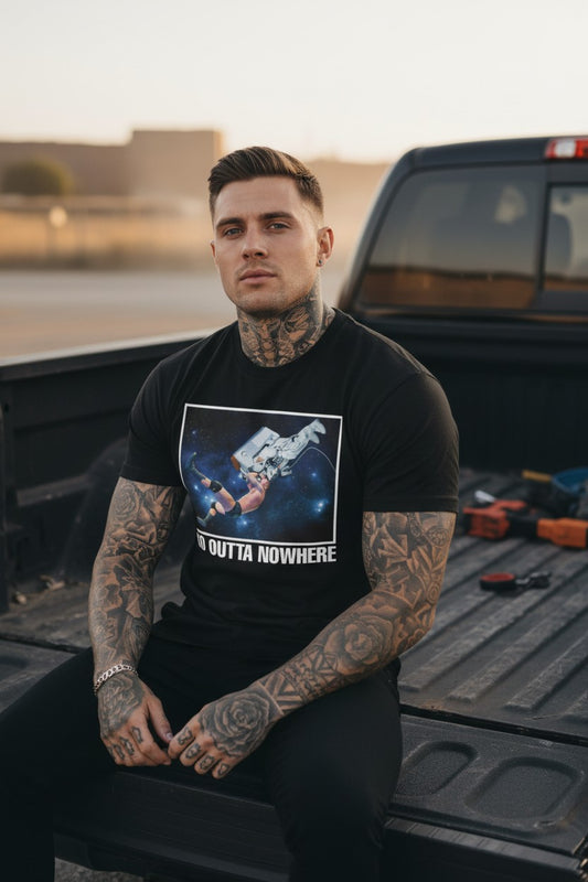 Randy Orton RKO Outta Nowhere Astronaut Mens Black T-shirt