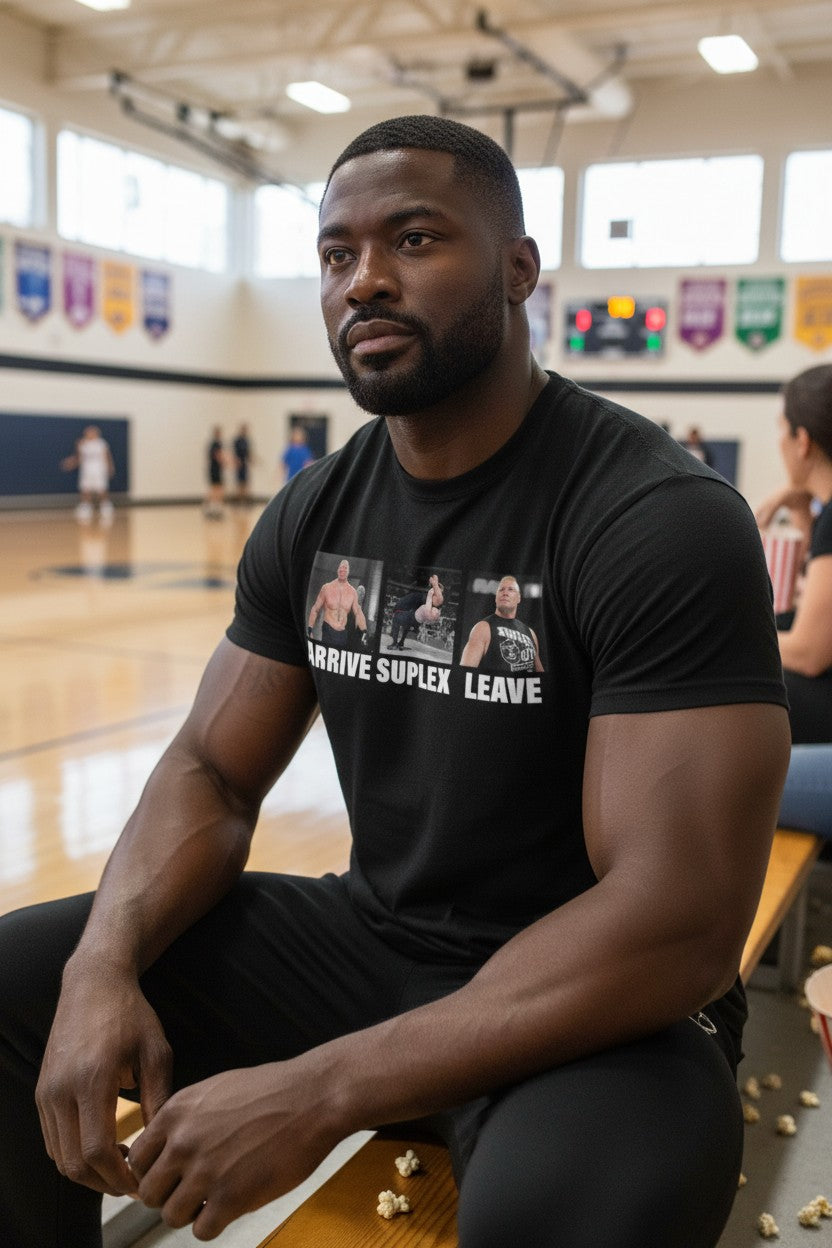 Brock Lesnar Photos Arrive Suplex Leave Mens T-shirt