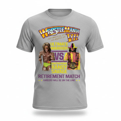 Wrestlemania 7 Ultimate Warrior vs Macho Man Randy Savage WWE Mens T-shirt