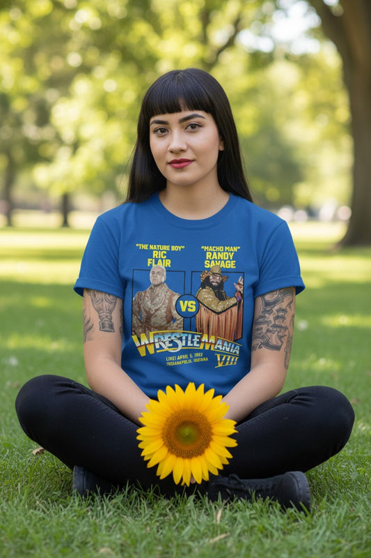 Wrestlemania 8 Ric Flair vs Macho Man Randy Savage WWE Mens T-shirt