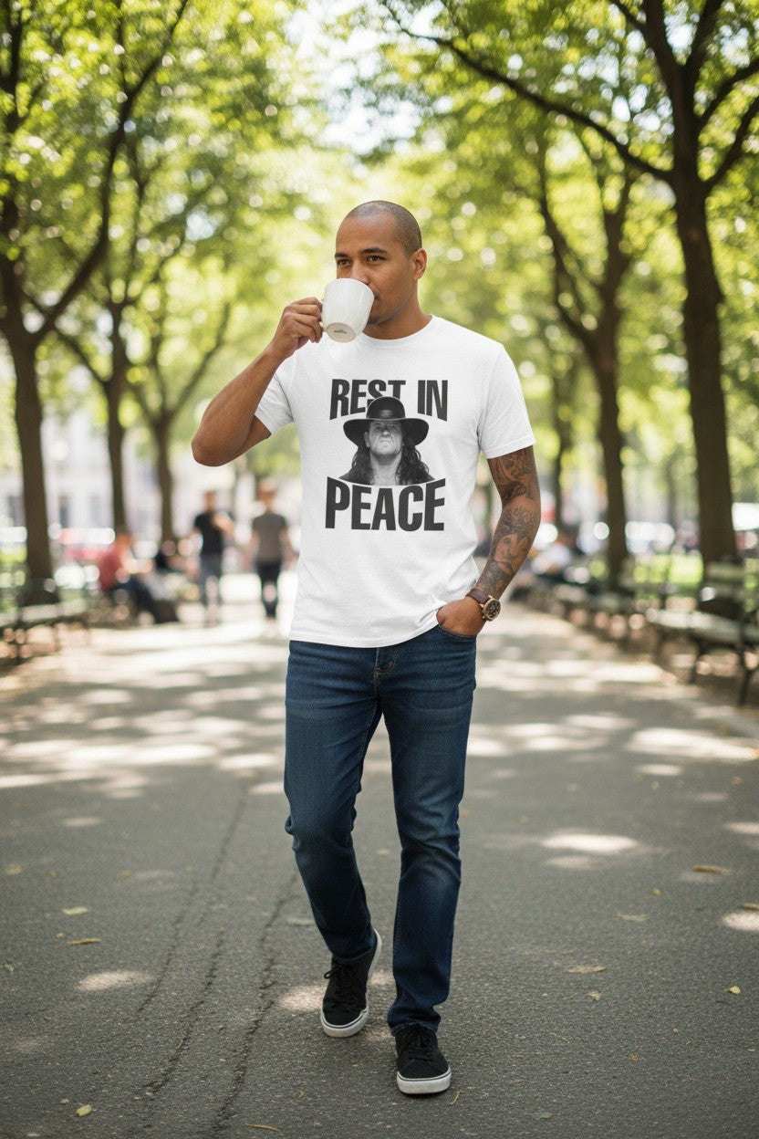 Undertaker Rest In Peace Mens White T-shirt WWE