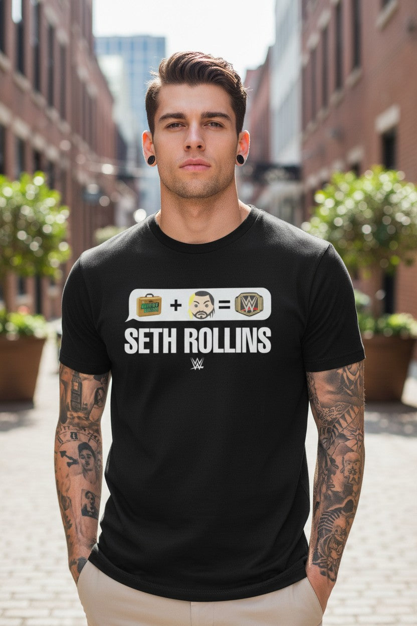 Seth Rollins Money In The Bank Emoji WWE Mens Black T-shirt