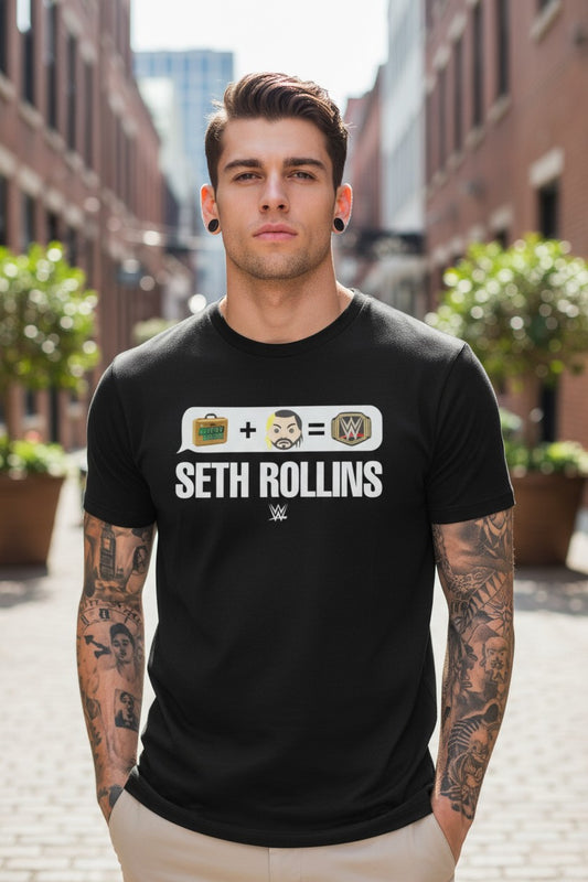 Seth Rollins Money In The Bank Emoji WWE Mens Black T-shirt