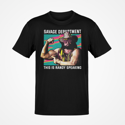 Macho Man Randy Savage Department Speaking Mens Black T-shirt