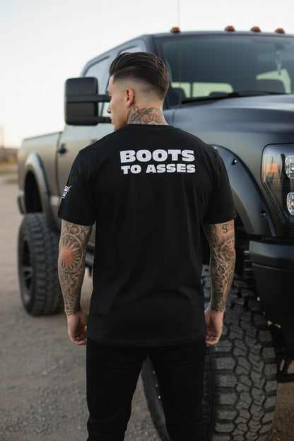 The Rock Team Bring It Boots to Asses Mens Black T-shirt