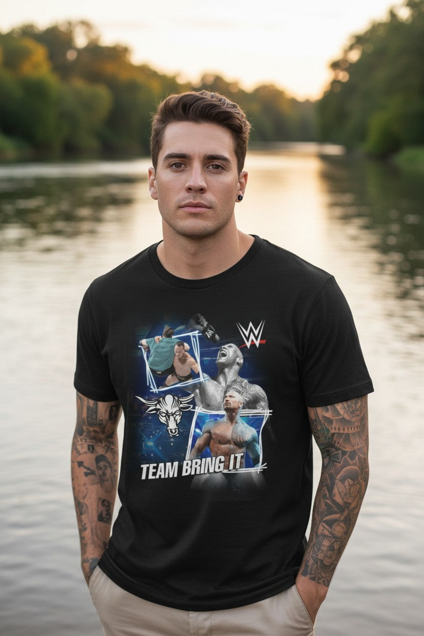 The Rock Team Bring It Superstars Mens Black T-shirt