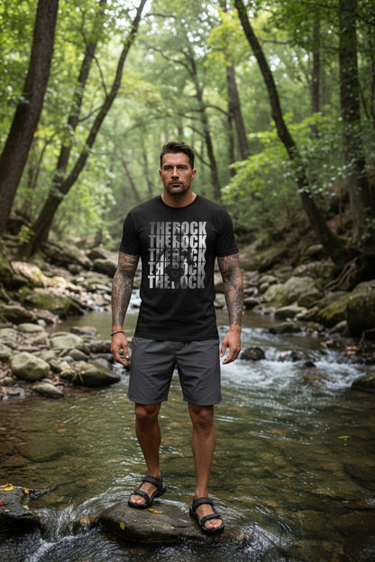 The Rock Repeat Mens Black T-shirt