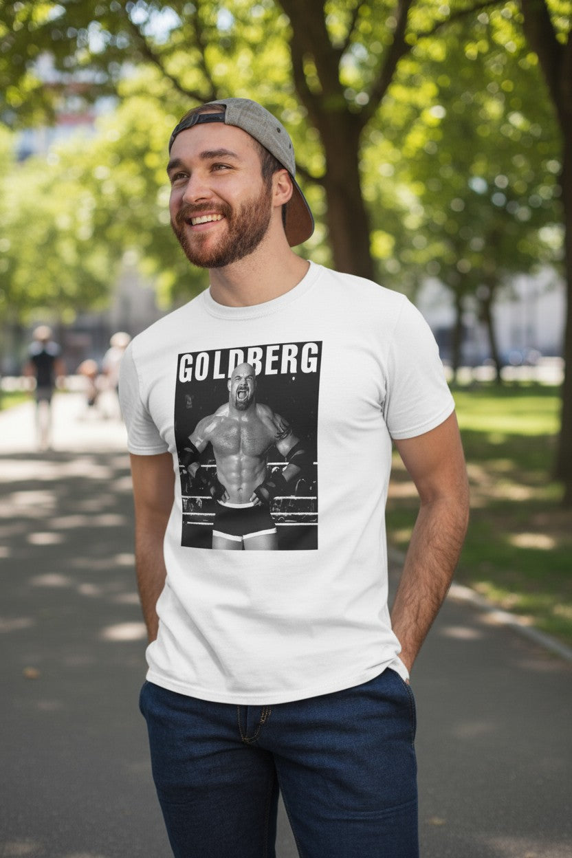 Bill Goldberg In Ring WWE Mens White T-shirt
