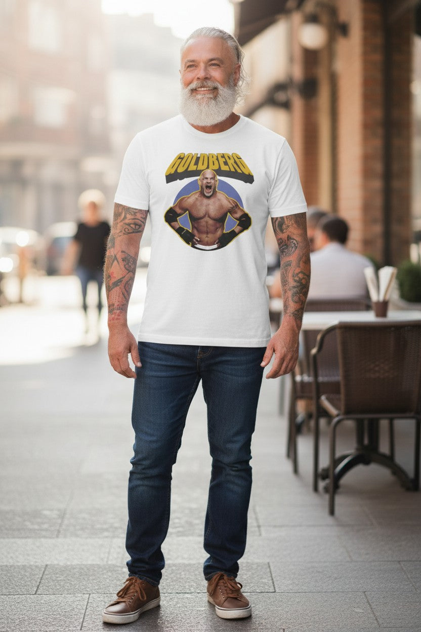 Bill Goldberg Retro WWE Mens White T-shirt