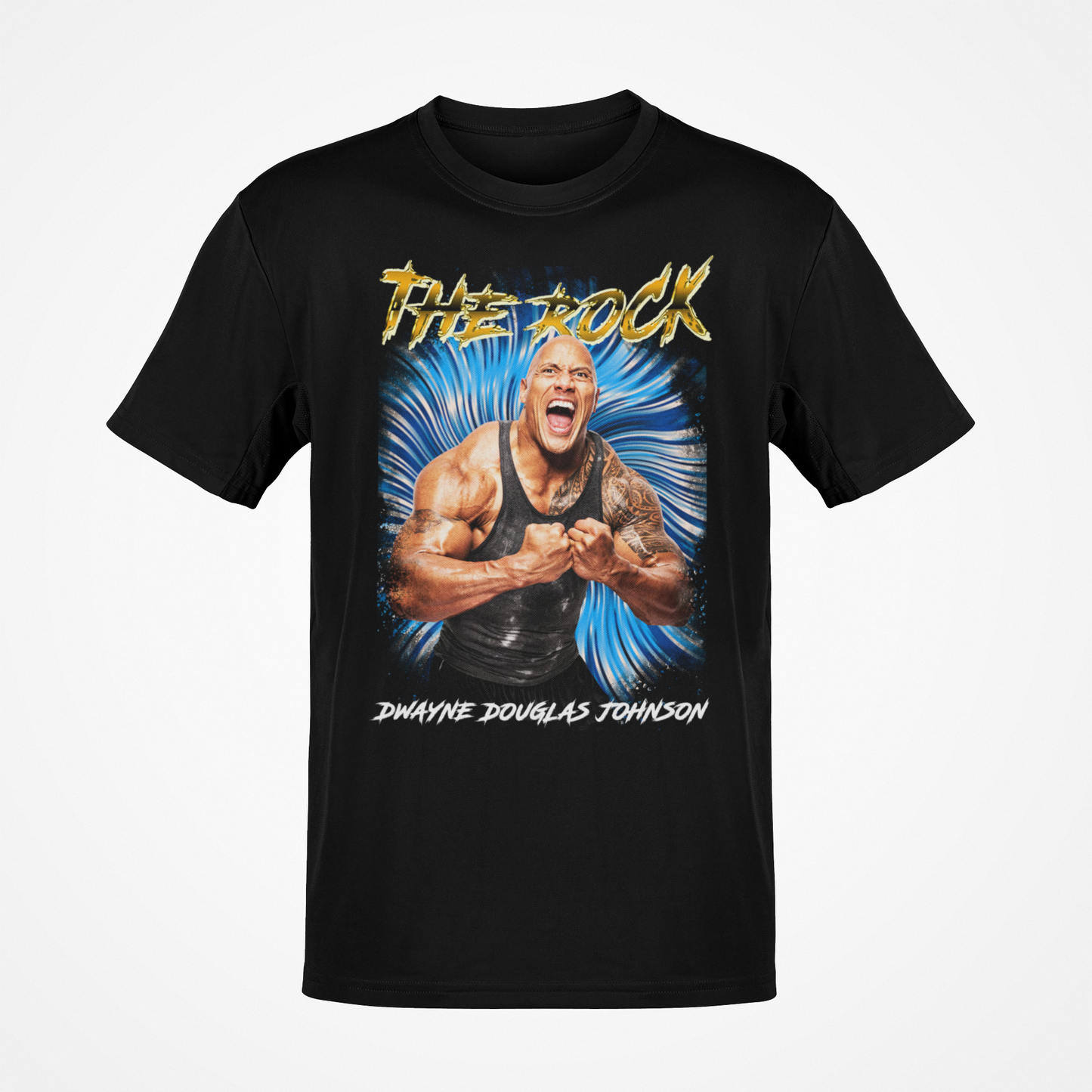 Dwayne The Rock Johnson Power Pose Flex Black WWE T-shirt
