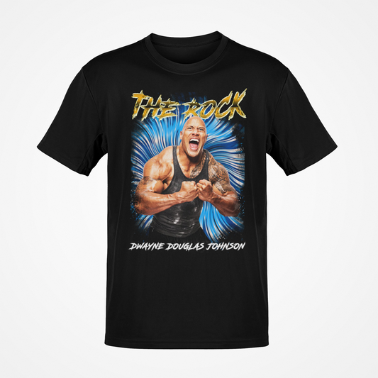 Dwayne The Rock Johnson Power Pose Flex Black WWE T-shirt