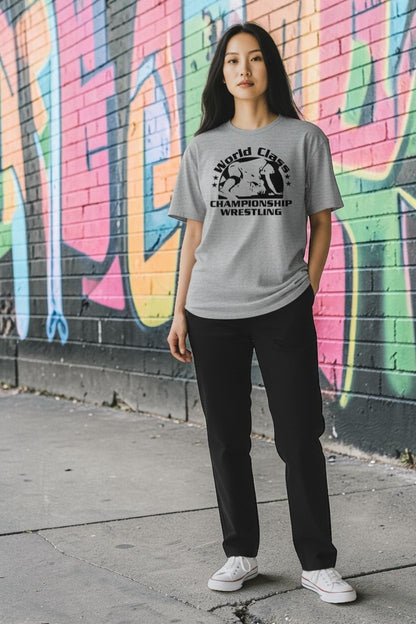World Class Championship Wrestling WCCW Gray Mens T-shirt