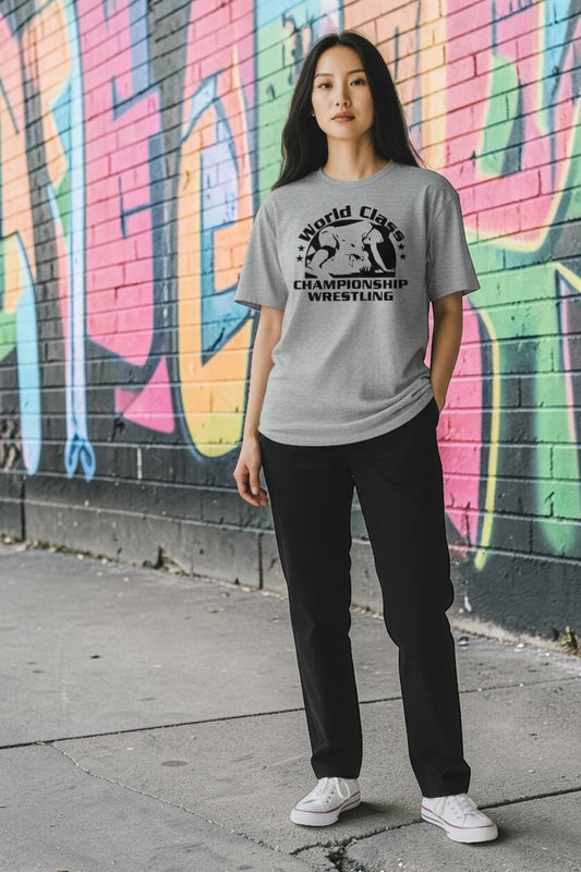 World Class Championship Wrestling WCCW Gray Mens T-shirt