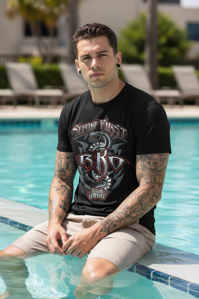 Randy Orton Strike First RKO Logo Black T-shirt