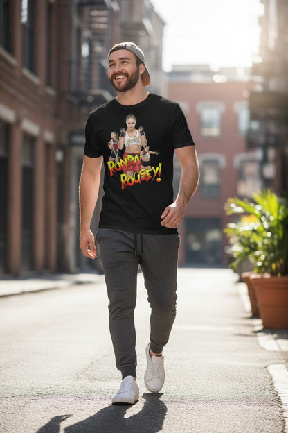 Ronda Rousey Three Pose Mens Black T-shirt