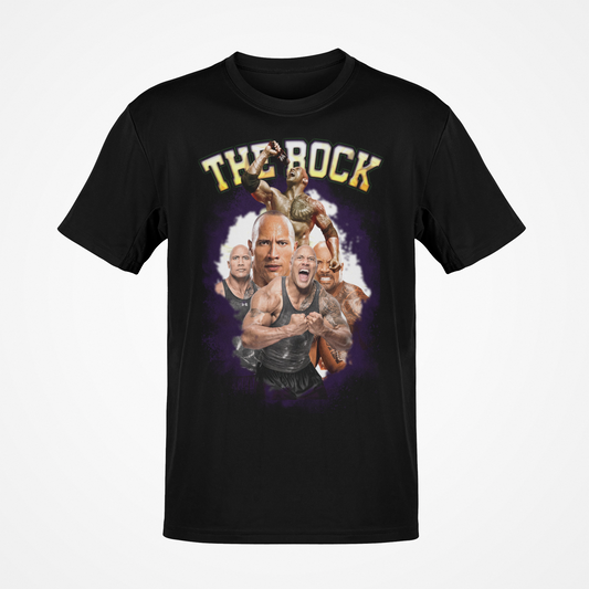 Dwayne The Rock Johnson Five Pose Flex Black WWE T-shirt