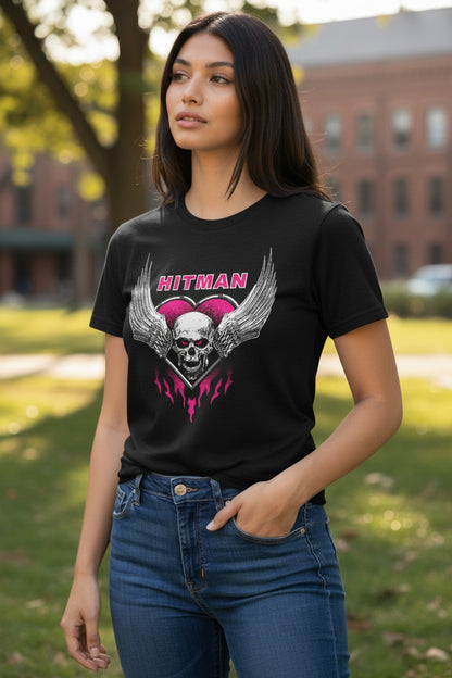 Bret Hart Hitman Winged Skulls Pink Eyes T-shirt