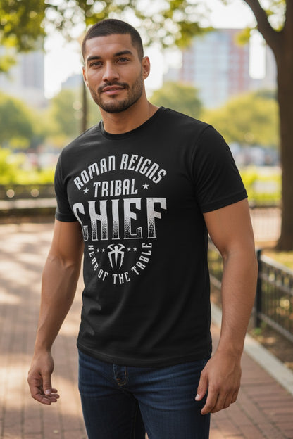 Roman Reigns Tribal Chief Head of The Table Black T-shirt