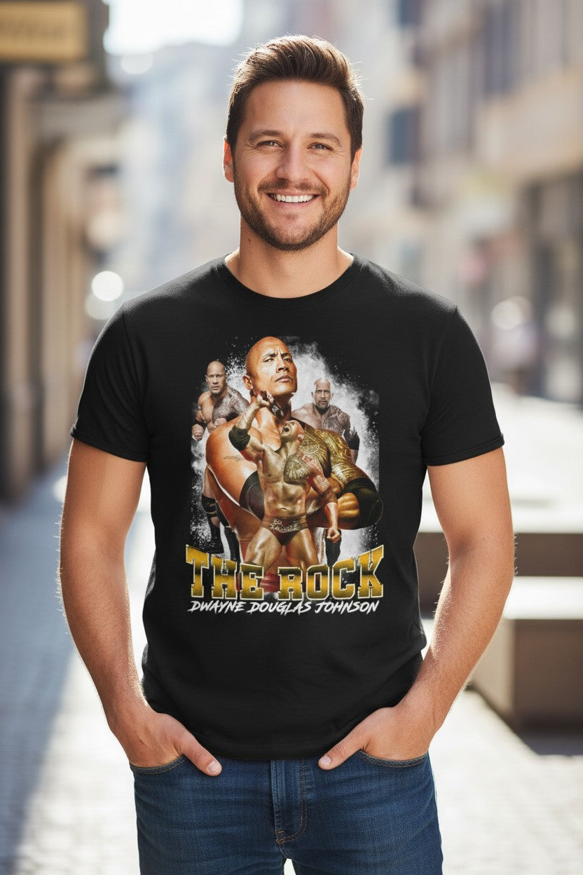 Dwayne The Rock Johnson Smoke Show Black WWE T-shirt