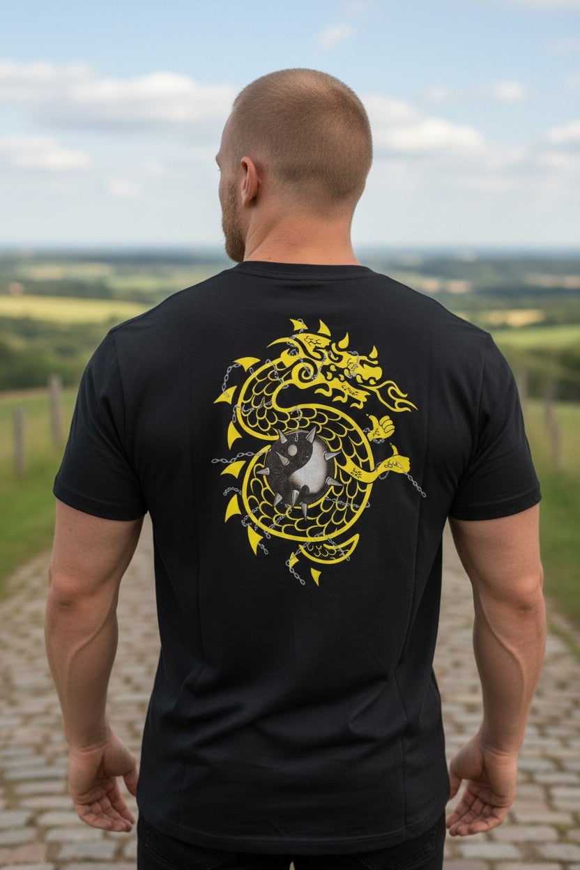 RVD Rob Van Dam Ball and Chain Dragon Mens Black WWF T-shirt