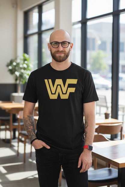WWF Retro Gold Logo Nostalgia Black T-shirt