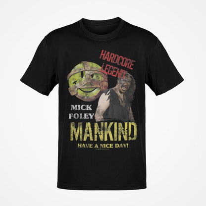 Mankind Mick Foley Hardcore Legend Distressed Logo T-shirt