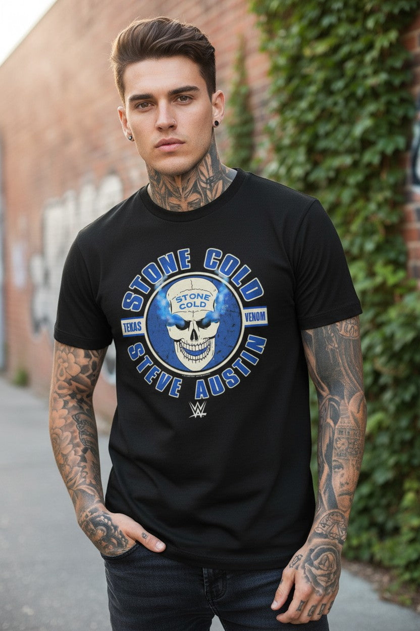Stone Cold Steve Austin Texas Venom Smoking Skull T-shirt