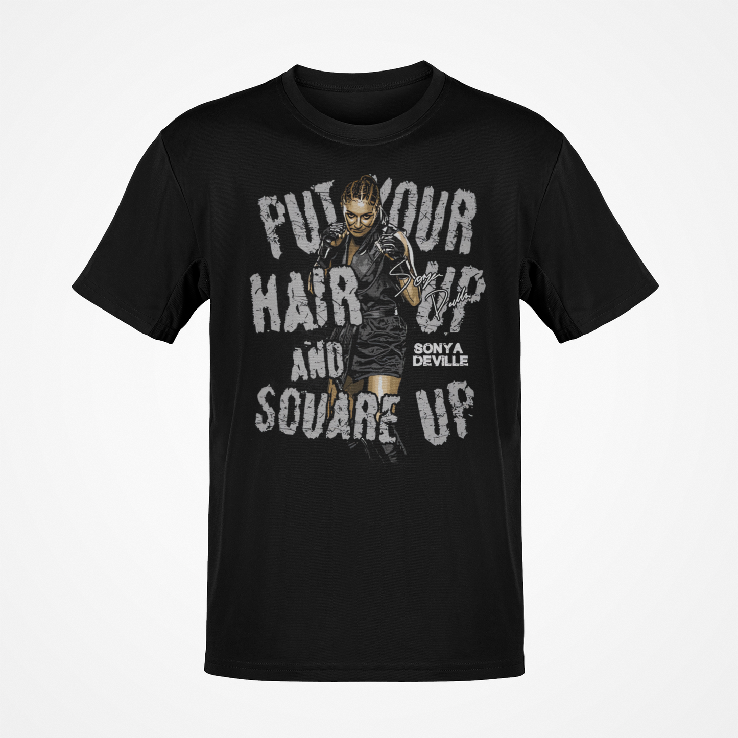 Sonya Deville Hair Up Square Up Black T-shirt