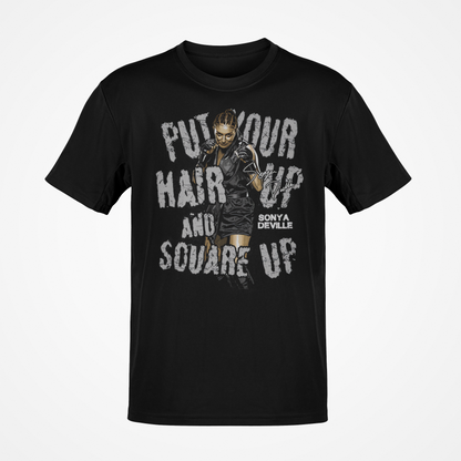 Sonya Deville Hair Up Square Up Black T-shirt