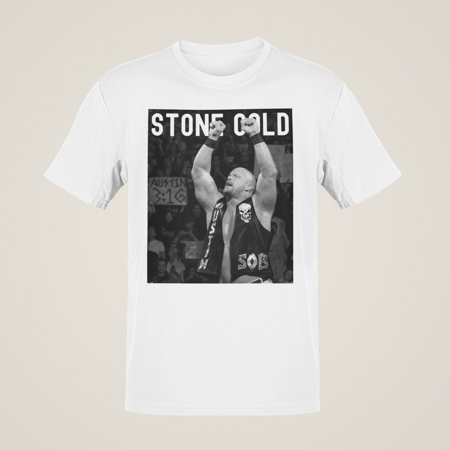 Stone Cold Steve Austin Arms Raised Mens White T-shirt