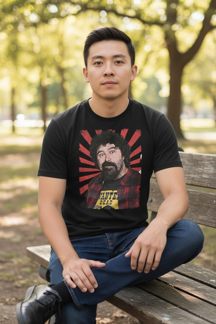 Cactus Jack Mick Foley Profile Portrait Black T-shirt