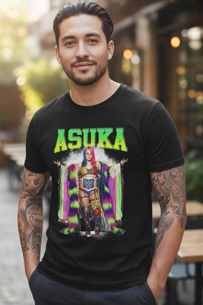 Asuka Multi Color Kimono Black T-shirt WWE