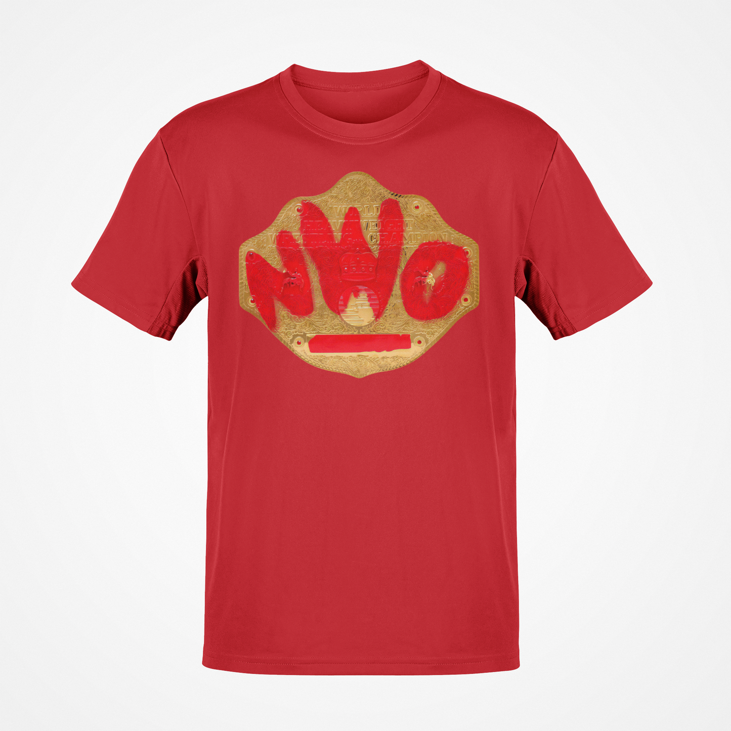 nWo New World Order Red Spray Paint Title Belt Black T-shirt