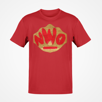nWo New World Order Red Spray Paint Title Belt Black T-shirt